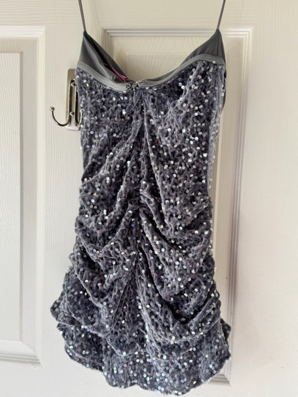 Edikted Charcoal Gray Sequin Mini Dress